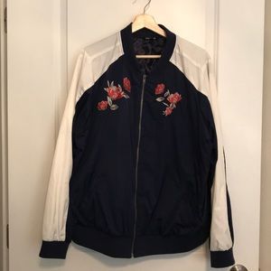 Torrid Floral Satin Bomber Jacket